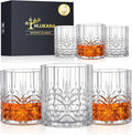 Hlukana Unbreakable Plastic Whiskey Glasses Set of 6, 14 Oz Old Fashioned Glasses for Scotch Cocktail Rum Bourbon Vodka Liquor, Unique Gifts for Men, Reusable, Clear, BPA-free, Dishwasher Safe