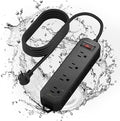 TESSAN Outdoor Power Strip Weatherproof, 6FT Extension Cord Waterproof with 4 Outlets 1 Switch (1250W), Surge Protector 1700J, Wall Mountable for Home Office and Patio Christmas Lights, Black