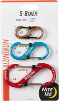 Nite Ize S-Biner SlideLock Stainless Steel Dual Locking Carabiner - S-Biner Key Holder with Locking Gate - Carabiner Organizer for Keys & Camping Accessories - Assorted Sizes, Assorted Colors (3 Pack)
