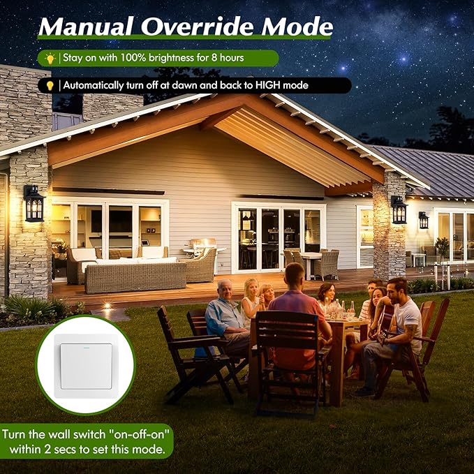 2-Pack Motion Sensor Outdoor Wall Lights, Dusk to Dawn Porch Lights Outdoor Wall Sconces Lanterns, Aluminum Exterior Lighting Fixtures, 3 Lighting Modes Outside Lights for House Front Door Garage