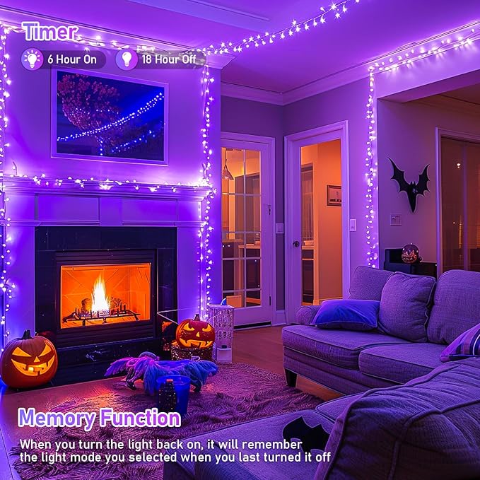 JMEXSUSS 150 LED Purple Christmas Lights Indoor, 8 Modes Connectable String Lights Outdoor Waterproof, 59FT Purple Twinkle Fairy Light for Tree Party Bedroom Home Christmas Decorations (Pack of 2)