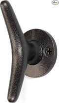 Claimed Corner Cast Iron Coat Hooks - Boat Cleat Nautical Marine Entryway Decor Multi-Purpose Hat Towel Hanging Hook - Durable & Rust-Resistant - Includes Mounting Hardware - 4 Pack (Small, Natural)