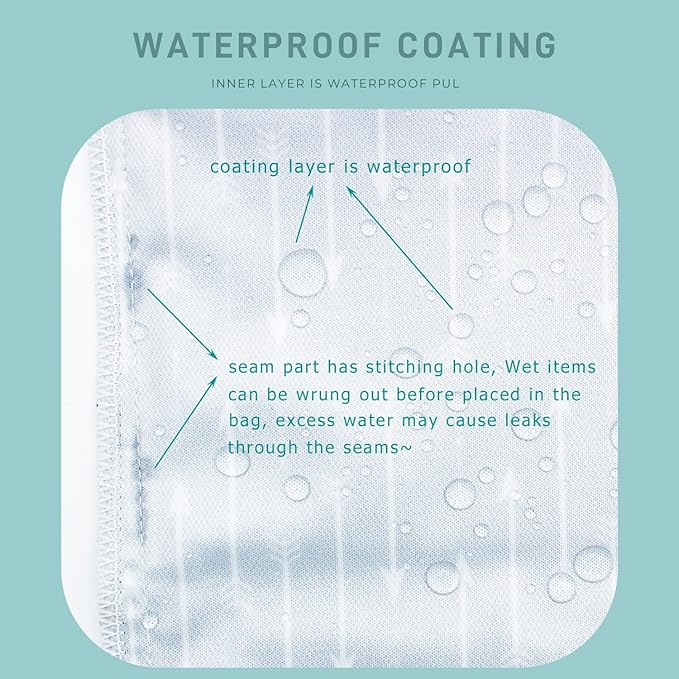 Wet Dry Bag Waterproof Reusable Wet Bag for Swimsuit, Travel, Beach, Pool, Bathing, Diapers, Dirty Yoga Gym Clothes Toiletries Daycare Organizer with Two Zippered Pockets (green leaf)