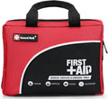 First Aid Kit -160 Pieces Compact and Lightweight - Including Cold (Ice) Pack, Emergency Blanket, Moleskin Pad,Perfect for Travel, Home, Office, Car, Camping, Workplace (Red)