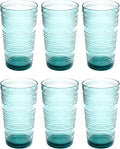 Beaded 16 oz Durable Acrylic Jumbo Drinking Glasses, Shatter-Resistant and Dishwasher-Safe Indoor/Outdoor Drinkware for Water, Iced Tea, Juice, and Cocktails - Sea Green - Set of 6