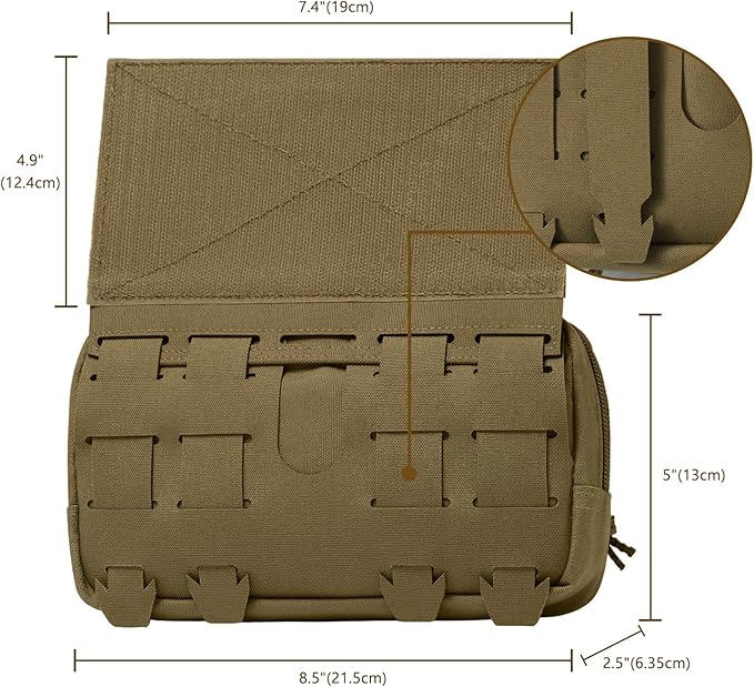 Tactical Admin Pouch Laser Cut MOLLE EDC Tool Organizer with Carabiner and Keychain Modular Dangler Utility Sack