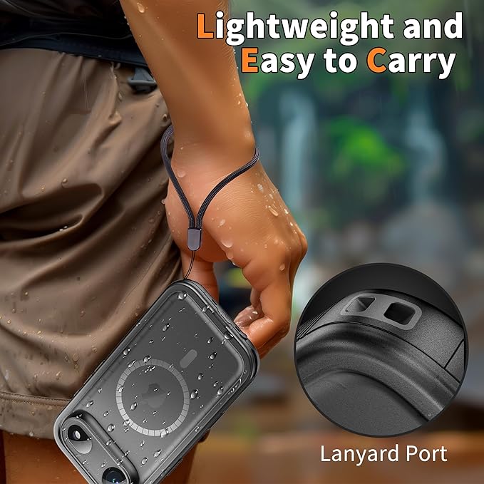 Cozycase for iPhone Air Waterproof Case Full-Body Bumper Shockproof Dustproof Cases with Built-in Screen Protector &Camera Control Compatible with MagSafe,Drop Proof Cover Frosted Black