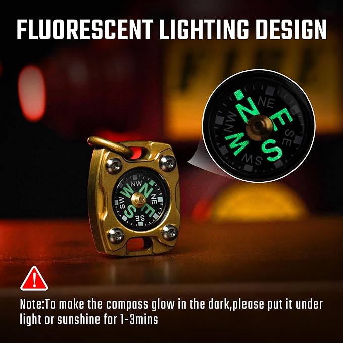 MecArmy Mini Titanium/Brass Compass, Waterproof IPX5 Pocket Compass for Hiking & Survival, Keychain & Necklace Gifts for Men & Women, Ideal Graduation & Outdoor Adventure Present