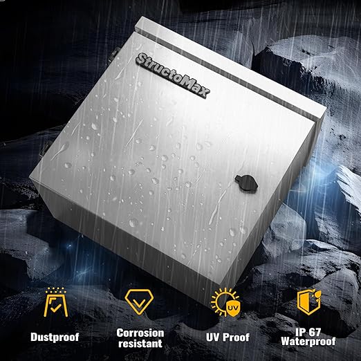 Steel Electrical Box, 24"x24"x8" Steel Enclosure, IP67 Waterproof & Rust-Resistant, Outdoor/Indoor Electrical Junction Box with Mounting Plate for Wall/Pole Mount