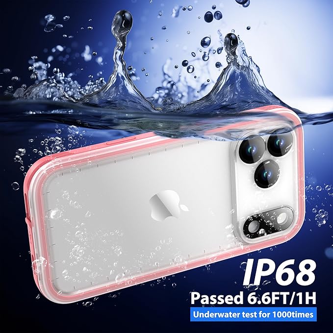 SPORTLINK for iPhone 17 Pro Max Case, IP68 Waterproof Military Protective Full Body Heavy Duty Shockproof 360 Sealed Dustproof with Camera Screen Protector Phone Cover for iPhone 17 Pro Max 6.9" Pink