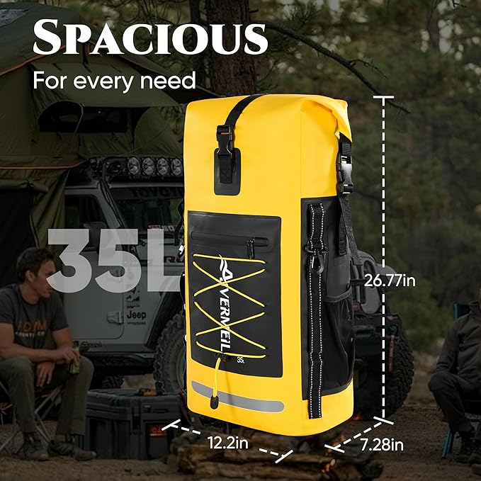 Waterproof Backpack Dry Bag with bungee cord Yellow