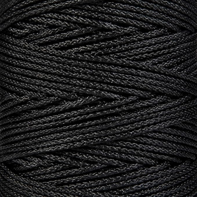 HONGDA Braided Black Nylon String, #30 Tarred Bank Line Twine, 271 Feet Black Tarred String for Gardening, Construction, Gear Tying, Jungle Survival