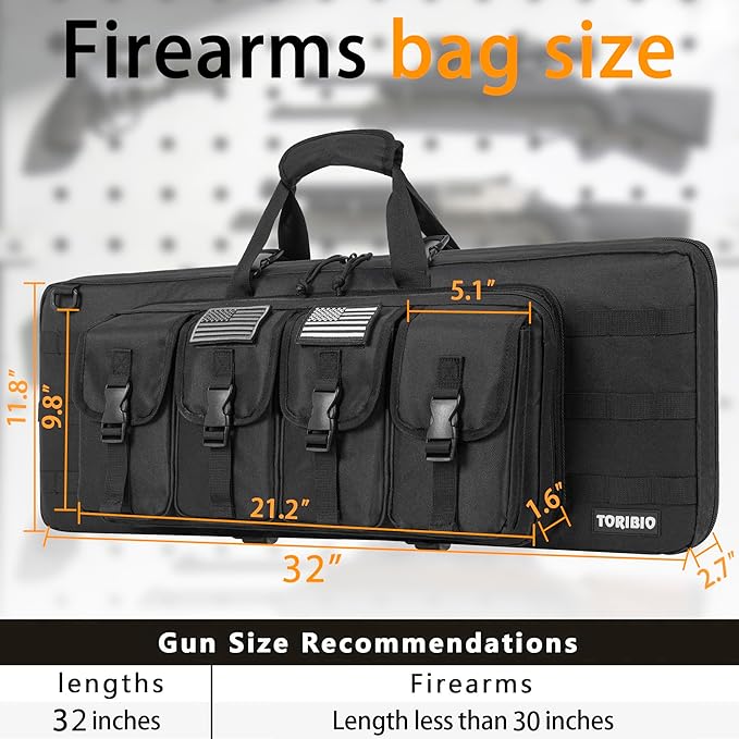 TORIBIO Double Rifle Case Soft Bag 32" 34" 36" 42" 46" 48'' 51“ 55” Gun Case Tactical for Rifle Firearm Storage, Transportation and Hunting Shooting Range, Rifle Backpack