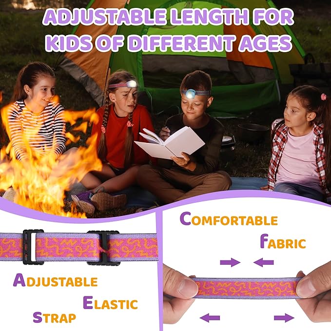 EverBrite LED Headlamp Rechargeable Kids Headlamp with RGB Mode and Adjustable Headband, 3 Modes Multicolor Headlamp for Camping, Reading, Exploring, Halloween, Christmas-2 Pack
