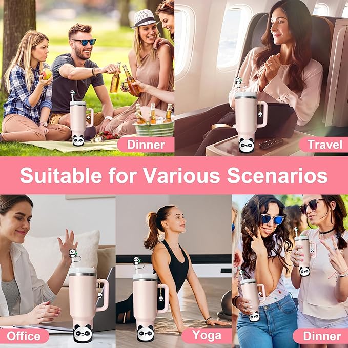 Silicone Boot for Stanley 40oz Tumbler, Panda Straw Cover Bottom Protector Suitable Stanley,Hydro Flask,Simple Moderm,Owala,Yeti