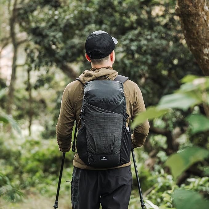 Thous Winds Ultralight Backpack, 20+5L Waterproof Hiking Daypack, EPX200 Fabric, 500g Lightweight Travel Backpack for Men Women Outdoor Camping Backpacking, Black