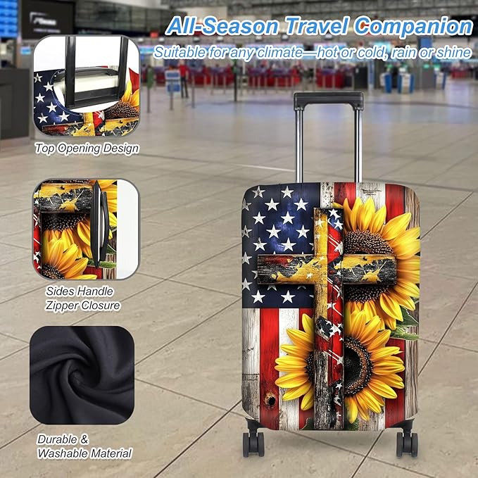 Luggage Cover Protector for 26-28 Inch Suitcases, TSA Approved Elastic Travel Suitcase Covers, Anti-Scratch Washable Luggage Sleeve for Carry On & Checked Bags, Cross American