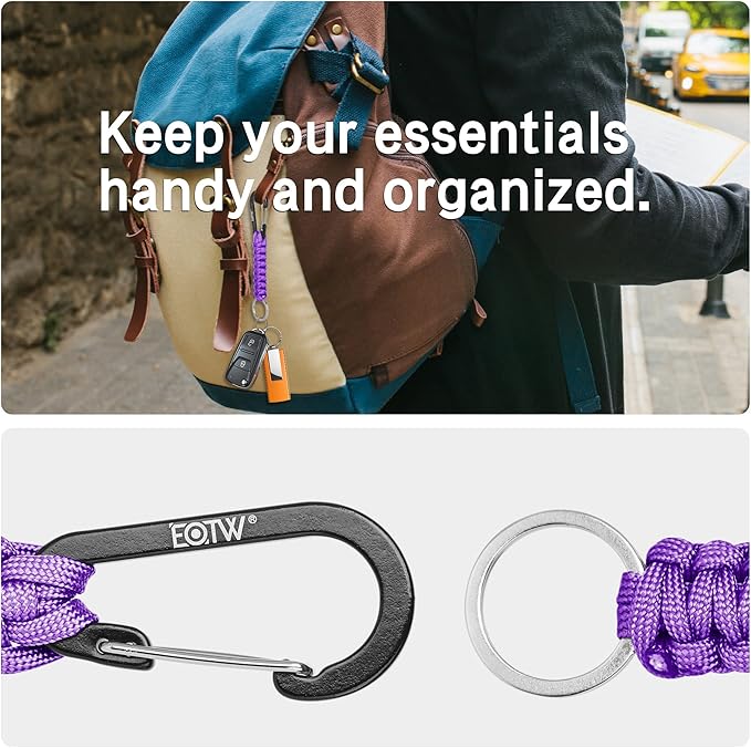 EOTW Paracord Keychain for Men Women Paracord Carabiner Backpack Keychain with Aluminum Clip for Camping Hiking Outdoor Gear
