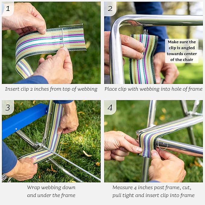 Lawn Chair USA Chair Replacement Lawn Chair Webbing - Webbing for Lawn Chairs. UV-Resistant Straps Made with Durable Polypropylene. Chair Webbing Kit (Charleston Green & Charleston Tan, 3" X 50")