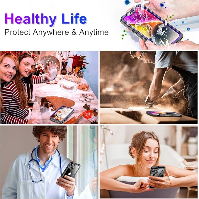 Red2Fire 2024 New for iPhone 14 Case Waterproof,[Built-in Screen Protector & Camera Protector][Full Body Shockproof][IP68 Underwater][Dustproof][Dropproof] Phone Case for iPhone 14 6.1" Purple