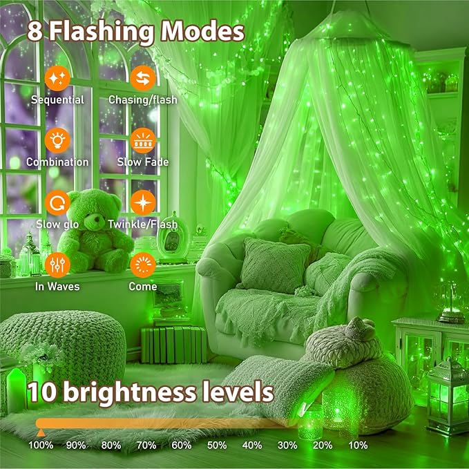 HXWEIYE Rechargeable Fairy Lights with Remote & DIY Timer, 33ft 100LED Battery Operated Twinkle String Lights, 8 Modes Decor Light for Bedroom Indoor Wedding Dorm Christmas Tree Party (Green)