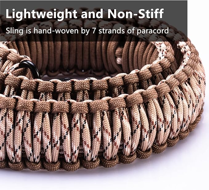 VVAAGG Two-Point Paracord Rifle Sling with Swivels, Non-Slip Gun Sling with Adjustable Length Strap