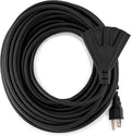 Holiday Lighting Outlet 50-Foot Black Extension Cord, 3-Prong Indoor & Outdoor Splitter, Perfect for Landscape Lighting