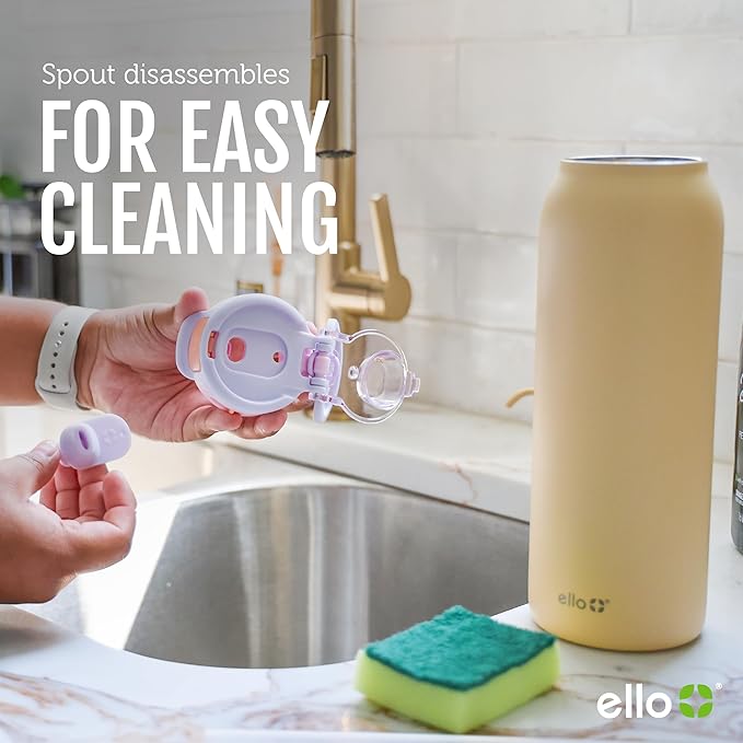 Ello Pop & Fill 32oz Stainless Steel Water Bottle with QuickFill Technology, Double Walled and Vacuum Insulated Metal, Leak Proof Locking Lid, Straw and Chug, Reusable, BPA Free, Porcelain Rose