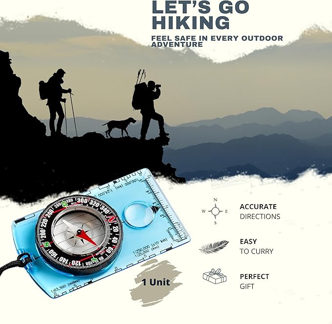 Trekker's Compass Crew Orienteering Compass, Pack of 2, Magnetic Navigation Set for Hiking, Camping, Backpacking, Scout Activities