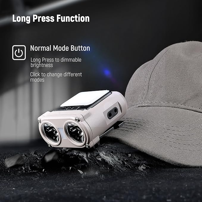 Hopedone LED Hard Hat Light, 800Lumens Rechargeable Dimmable Clip on Cap Lights, 180°Adjustable Hat Flashlight Headlamp Waterproof for Running, Camping, Hunting, Cycling, Emergency