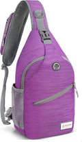 ZOMAKE Sling Bag,Small Crossbody Sling Backpack,Water Resistant Shoulder Daypack for Travel,Anti Thief Chest Bag for Hiking(Purple(Stripe))