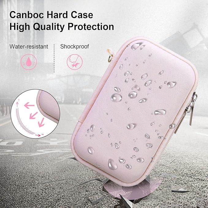Canboc Carrying Case for KODAK PIXPRO WPZ2 Rugged Waterproof Digital Camera, Underwater Photography Camera Bag, Mesh Pocket fits USB Cable, Battery, Adapter, Jelly Pink (Case Only)