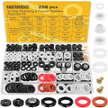 258 PCS Faucet Washers Assorted Kit - 32 Sizes Plumbing Hose Bib Washer Repair Kit for Spigot Repair, Sink, Valve Stem, Hose Nozzle, Outdoor Faucet - Leak Repair