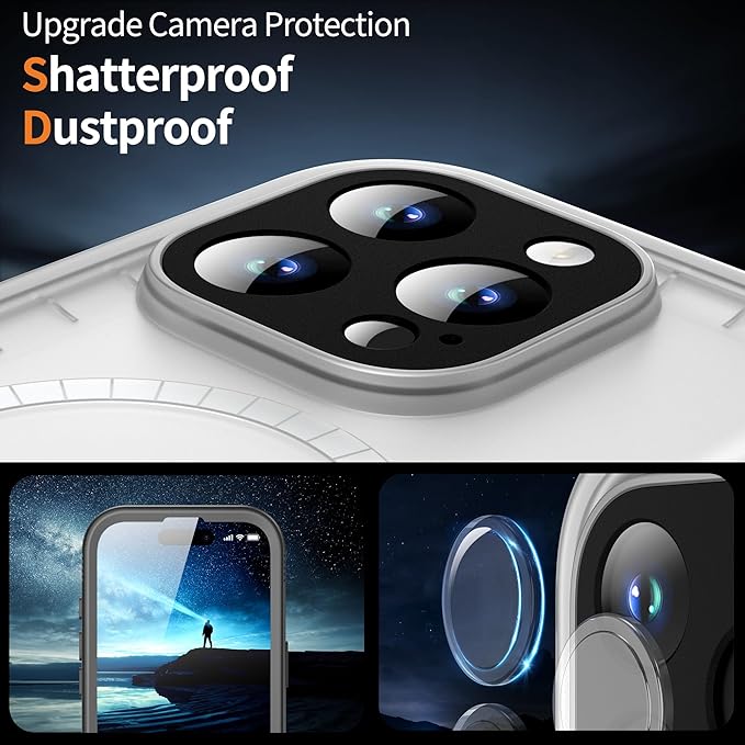 Cozycase for iPhone 16 Pro Max Waterproof Shockproof Dustproof Case [Compatible with MagSafe] - Heavy Duty/360 Full Body/Military Grade/Rugged Built in Screen/Camera Protector Black/Frosted Clear 6.9"