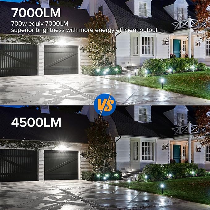 SANSI 7000LM Motion Sensor Outdoor Lights,Brightness LED Flood Lights Outdoor 54W 5000K 700W Equiv IP65 Dusk to Dawn Security Lights with 2 Adjustable Heads 8 Lights for Garage, Yard, Patio, Black