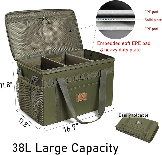 Tactical Camping Storage Bag Utility Tote Bag Camping Kitchen Organizer with Axe Holder & Shoulder Strap