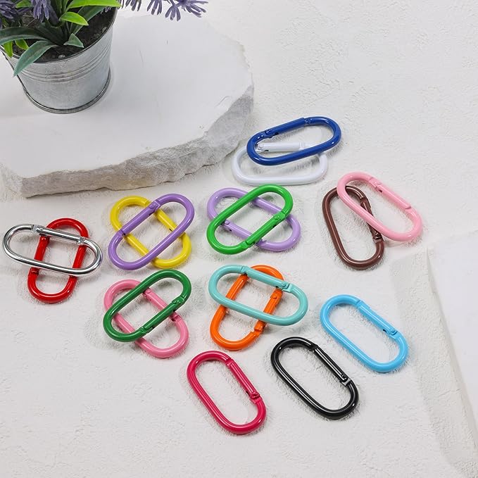 16 Pcs Carabiners Clip,Oval Shape Cute Carabiner Keychain Clip Aluminum Hook Accessories