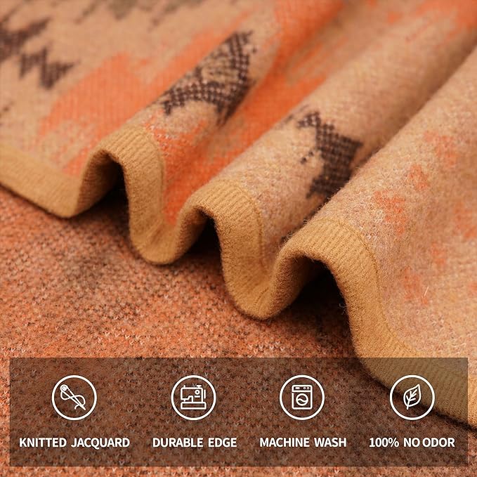 ACUSHLA Merino Wool Blanket - Warm Thick Washable Large Bed Couch Camping Outdoor Throw Blanket All Seasons 79X63, Myers Khaki