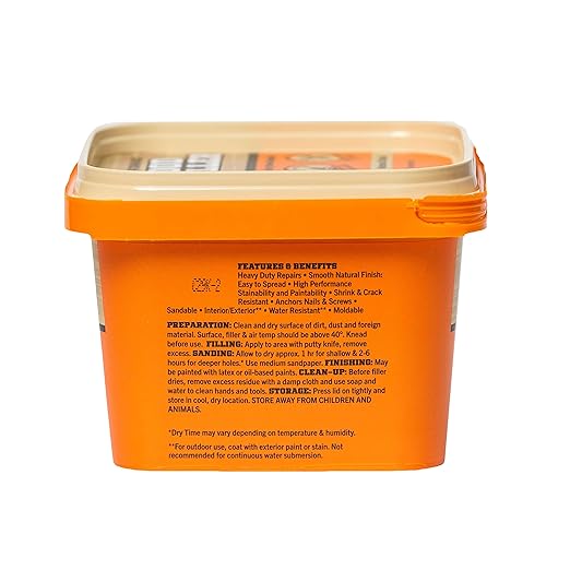 Gorilla All Purpose Wood Filler, Natural Finish, 16 Ounce Tub (Pack of 1) - Water Resistant for Indoor or Outdoor Projects and Repairs