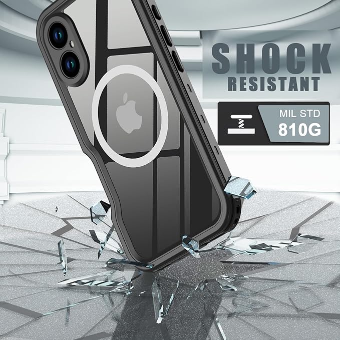 for iPhone 16 Case Waterproof, [Shockproof] [Dustproof] [IP68 Waterproof] Full-Body Hard Case Built-in [Lens Screen Protection] for Diving Case (Black, for iPhone 16 6.1in) | Waterproof, Shockproof, Dustproof, IP68 Waterproof, Full-Body, Hard Case