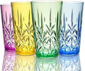 Lily's Home 18oz Unbreakable Premium Drinking Tumblers Set of 4, BPA-Free Dishwasher-Safe Stackable Cups, Crystal HighBall Glasses, Reusable Drinkware for Indoor & Outdoor Use, Made in Taiwan.
