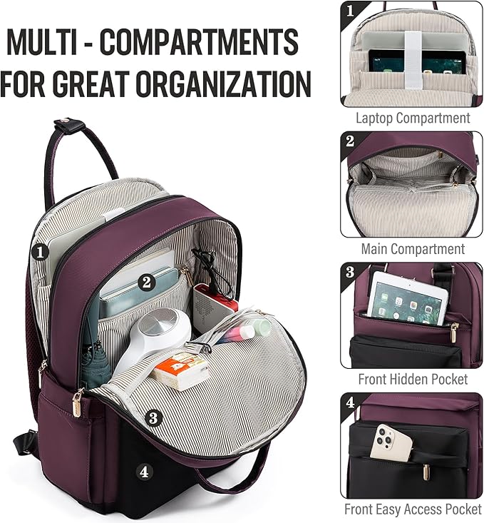 LOVEVOOK Laptop Backpack for Women Men, 17.3 Inch Laptop Bag with USB Port Fashion Waterproof Backpacks Teacher Nurse Stylish Travel Bags Vintage Daypacks for College, Work