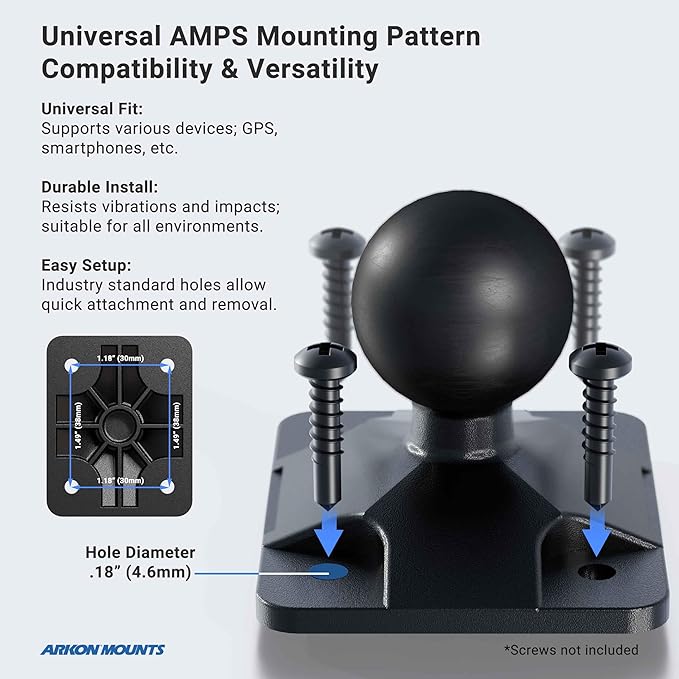 ARKON Mounts - Car Phone Holder | Secure Grip | Heavy Duty | Drill Base Car Phone Mount | Spring-loaded holder expands up to 7.25 inches | For iPhone, Samsung, Google, Nokia, and other Smartphones