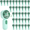 Rossesay 36 Pcs Mini Portable Fan Bulk Cute Handheld Lightweight Small Little Personal Hand Eyelash Fan 3 Speeds USB Rechargeable for Women Men Indoor Outdoor Makeup Travel (Green)