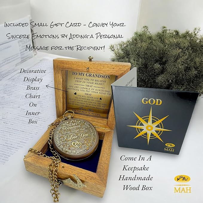 Brass Compass Gift to My Son Never Forget I Love You, Sentimental Keepsake from Mom Dad Grandparents, Inspirational Guidance Compass Gift for Son Graduation Birthday Baptism Confirmation Gift Idea