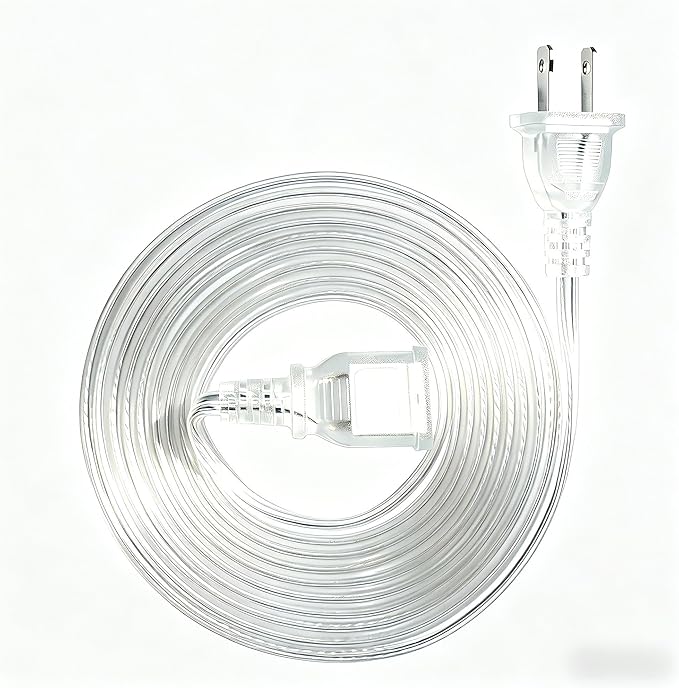 Clear Extension Cord 10FT Extension Cords Thin 2 Prong for Indoor Use with Single Plug- Ideal for Christmas Lights, Lamps, Camer,TV, 10A 125V 1250W