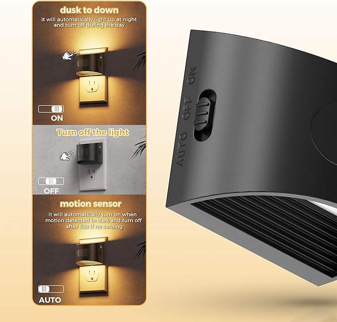 L LOHAS LED Motion Sensor Night Light, Night Lights Plug into Wall with with Motion Sensor & Dusk to Dawn Sensor, Motion Activated LED Night Light, 3000K Soft White, 4 Pack