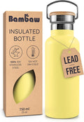 Bambaw 24 oz Insulated Water Bottle, Stainless Steel Water Bottle, Easy to Clean, Sleek & Durable, Wide Mouth Fits Tea Infusers, Lightweight, Great for Travel & Hiking (Yellow Beam)