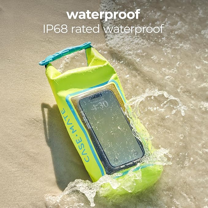 Case-Mate Citrus Splash Mini IP68 Waterproof Bucket Bag - Roll Top Dry Bag 2L Cap with Waterproof Pouch for Swimming Kayaking Boating Travel and More - For Phones Up to 7"