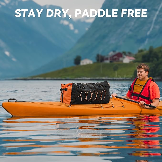 HEETA Waterproof Duffel Bag Motorcycle Dry Bag Backpack, 60L/80L Extra Large Rolltop Travel Duffle Bags with Straps & Handles for Kayaking Rafting Boating Canoeing Camping Gym Beach Cruise Ship